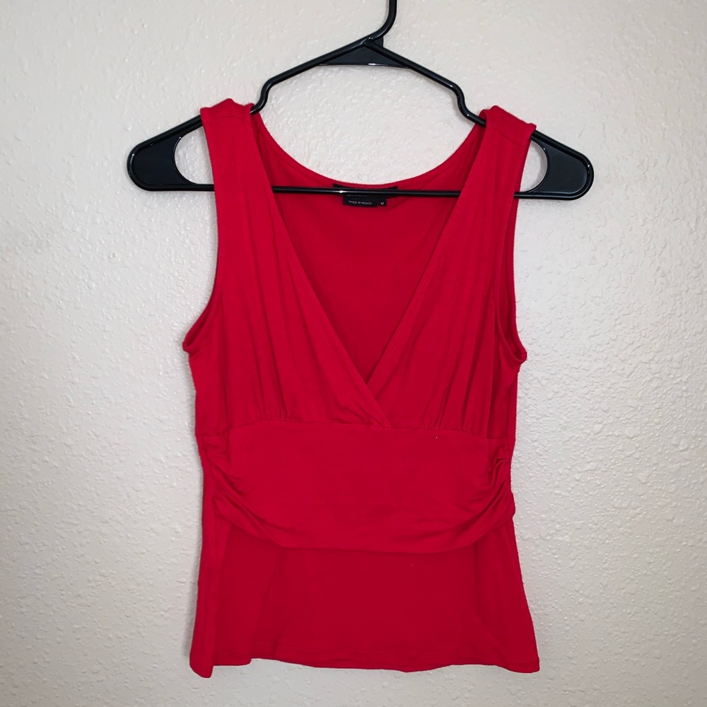 Red v-neck tank top